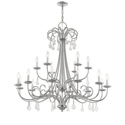 Elegant Polished Chrome & Crystal 18-Light Chandelier
