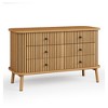 3 Drawer Dresser, Chest of Drawers for Bedroom, Mid Century Modern Nightstand, Spacious Storage Wicker Dresser with Matte Black Handles and Wood Legs - 3 of 4