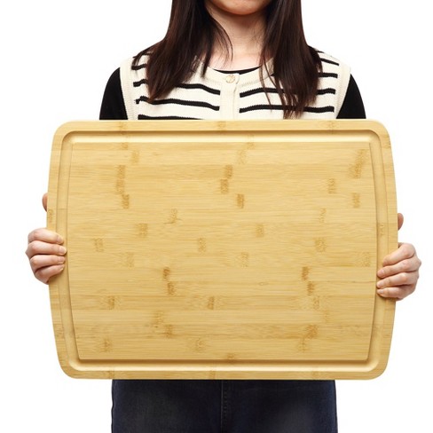 20"x15" Large Wood Cutting Board for Kitchen, Bamboo Cheese Charcuterie Board with Handles - image 1 of 4