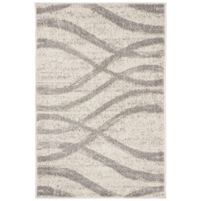 Cream/Grey Synthetic Easy-Care 30" Square Area Rug