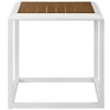 Modway Stance Outdoor Patio Aluminum Side Table White Natural – Weather-Resistant Modern Side Table with Slatted Wood Top - 2 of 4