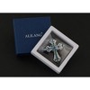 Anna-Kaci Silvery Tone Religious Cross Brooch Sparkling Aquamarine Blue or Victorian Clear Crystal Rhinestones - 4 of 4