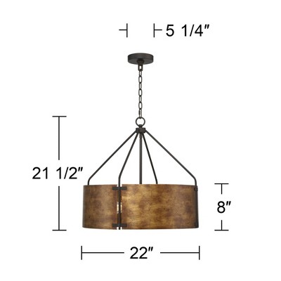 Rustic Bronze Drum Pendant Chandelier with Metal Shade