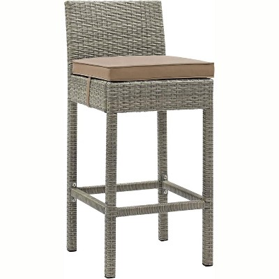 Modway Conduit Outdoor Patio Wicker Rattan Bar Stool - Light Gray Mocha