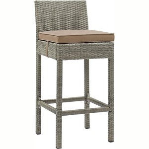 Modway Conduit Outdoor Patio Wicker Rattan Bar Stool - Light Gray Mocha - 1 of 3