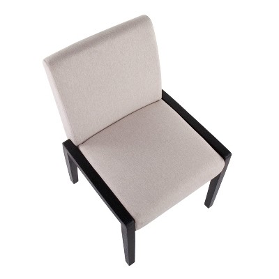 Carmen Beige Fabric and Black Wood Velvet Dining Chairs - Set of 2