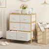 Tangkula Fabric Dresser w/ 6 Drawers Bamboo Storage Tower w/ 6 Folding Fabric Bins - 3 of 4