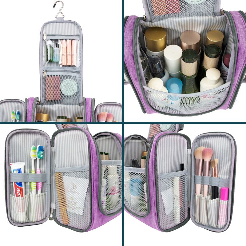 PAVILIA Toiletry Bag Travel Women Men, Hanging Water Resistant Makeup Accessories Cosmetic Organizer Large Essential Kit, 4 of 10