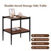 19"W Set of 2 Rectangle End Table Side Table Corner Table with Tempered Glass Tabletop and MDF Shelf-ModernLuxe - 4 of 4