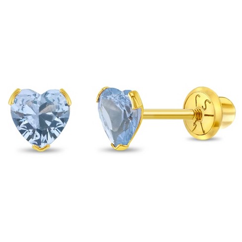 Baby Girls' Tiny CZ Birthstone Screw Back 14K Gold Earrings - Clear - in Season Jewelry