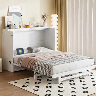 Whisen Clever Design Murphy Bed, Folded into a Cabinet with Large Drawer,USB Ports and Outlets