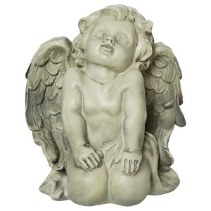 Northlight 6" Weathered Kneeling Cherub Angel Outdoor Patio Garden Statue - Almond Brown - 1 of 4