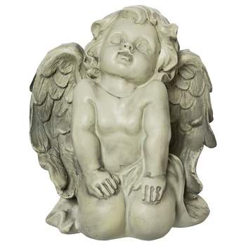 Northlight 6" Weathered Kneeling Cherub Angel Outdoor Patio Garden Statue - Almond Brown