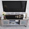 60" Mirrored TV Stand with Crushed Diamond Glass Doors, Modern Media Console with Adjustable Storage, Entertainment Center for TVs up to 65" - 3 of 4