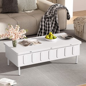 ORRD Lift-Top Coffee Table with 2 Drawers & Hidden Storage, Modern Adjustable Center Table with Folding Top for Living Room, Space-Saving Design - 1 of 4