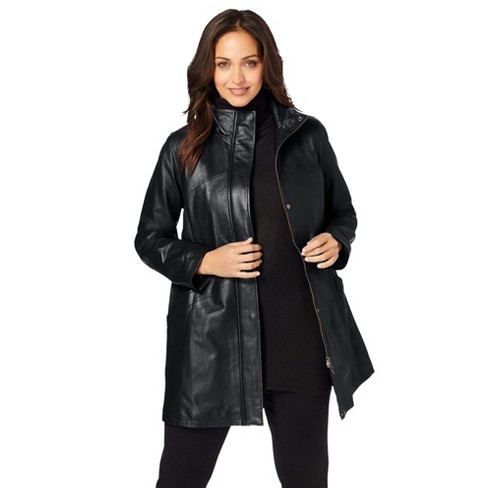 Jessica London Women's Plus Size Drape-front Leather Jacket, 18 - White :  Target