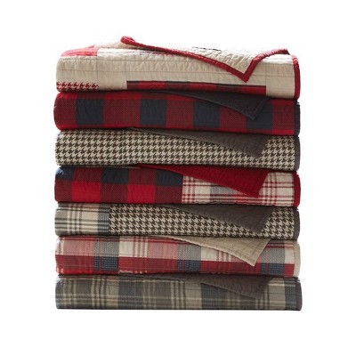 Plaid Striped Reversible Cotton Throw in Taupe - 50"x70"