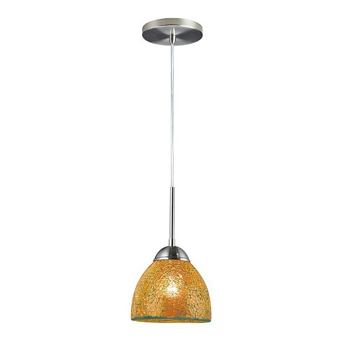 Woodbridge Lighting North Bay Bell Mini pendant in Satin Nickel/Mosaic Amber - image 1 of 1