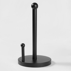 Stainless Steel Paper Towel Holder Black - Threshold™: Freestanding Kitchen Holder, Spot Clean, 13.5" Height - 1 of 3