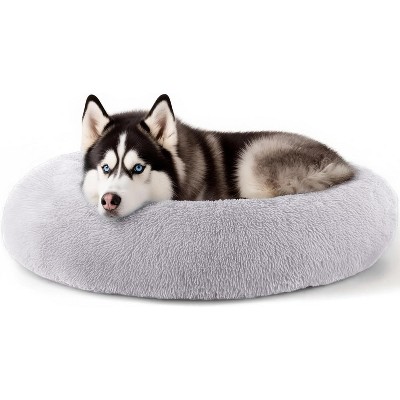 Dog & Cat Bed for Indoor Cats, 20in Calming Donut Bed for Puppy and Kitten, Washable Round Fluffy Pet Bed for Small Medium Dogs and Cats