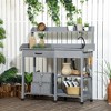 Aghana Digitals Gray Wooden Outdoor Potting Bench with Removable Sink, Faucet, Drawer, Shelves & - 2 of 4