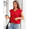 Women's Summer Sweaters Vest  Sleeveless Button Down Cropped Pockets Chunky Knit Cardigan Trendy Tank Tops - 3 of 4