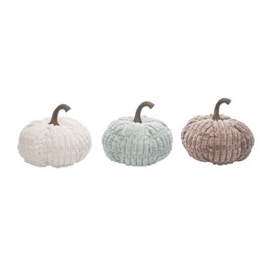 Transpac Plush Velvet Neutral Pumpkin Set of 3 for Fall Home Decor Decorative Objects - 1 of 1