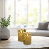 Lumabase 2ct Battery Operated LED Glass Candles with Moving Flame Gold Jacquard - 4 of 4