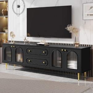 NicBex TV Stand for 80 Inch TV,TV Entertainment Center with  2 Drawers and 2-Fluted Glass Door  Cabinets,Modern TV Console Table for Living Room - 1 of 4