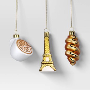 3pc Christmas Gift Ornament Set Glass Paris - Wondershop™ - 1 of 4