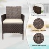 3 Pieces/4 Pieces Patio Furniture Sets, Outdoor Wicker Conversation Sets with Soft Cushion and Glass Table, All Weather Manual Rattan Chairs - 4 of 4