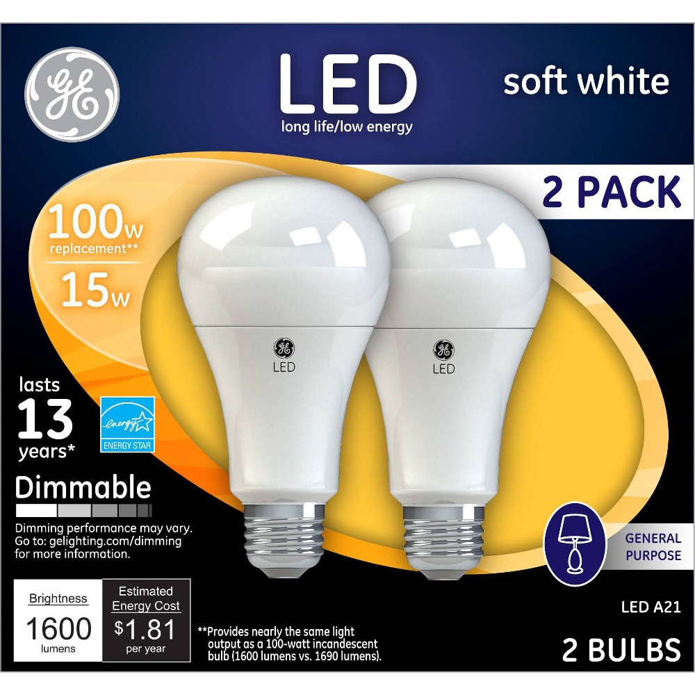 Photos - Light Bulb GE Household Lighting 2pk 100W LED  Soft White