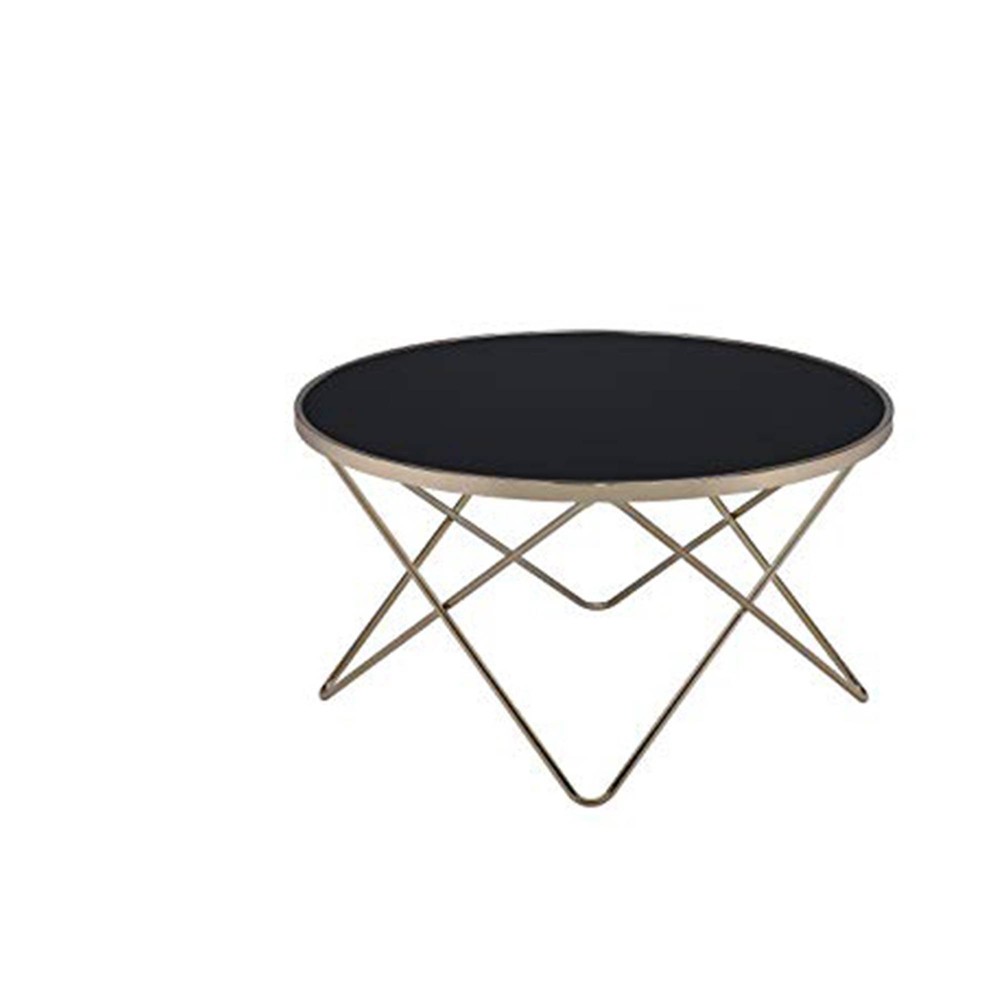 Coffee Table Glass Black Gold Benzara For Sale