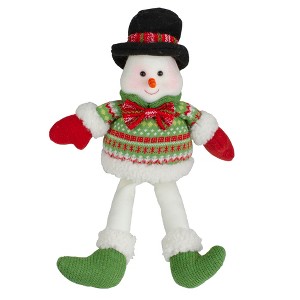 Northlight 18" Red and Green Sitting Smiling Snowman Christmas Figure - 1 of 4