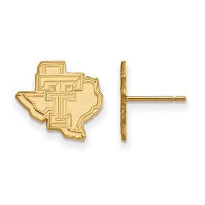 Black Bow Jewelry 10k Yellow Gold Texas Tech Red Raiders NCAA Post Earrings