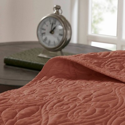 Clay Red King Microfiber Reversible Bedspread Set