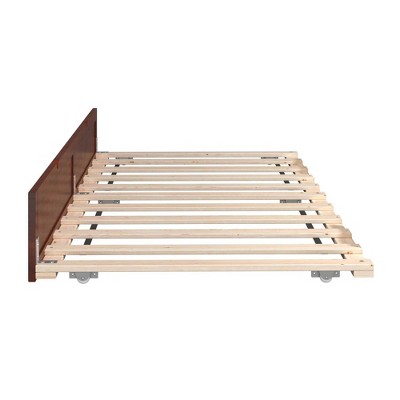 Efficient Space-Saving Twin Trundle Bed in Walnut