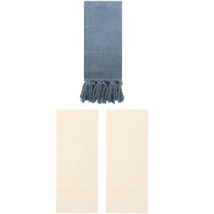 REGALWOVEN 3 Packs Striped and Tassels Bathroom Hand Towel 14" x 30" - 1 of 4