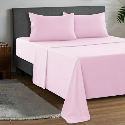 Microfiber Sheets Set 4 Piece Solid Sheet Set Deep Pocket Bed Sheets Plain Bedding with Pillowcases  - Lux Decor Collection