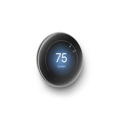 Polished Silver Smart Thermostat with Temperature Sensor