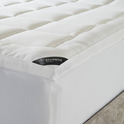 Full Size White Polyester Featherbed with Gathered Embellishment