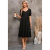 Womens Maternity Dress Summer V Neck Short Sleeve Ruffle Belted Baby Shower Dress - 3 of 4