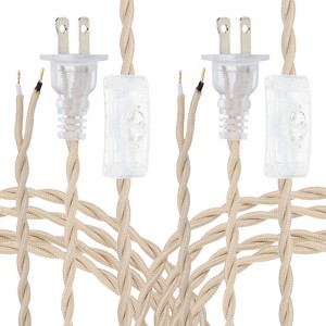 Unique Bargains Vintage Stripped Ends Twisted Cloth Covered Lamp Wires with Button and Plug 2 Pcs - 1 of 4
