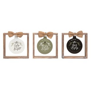 Transpac Wood/Metal Boxed Ornament Decor Set of 3 Christmas Home Decorations - 1 of 1