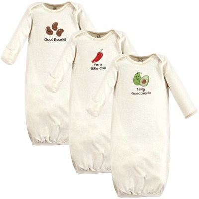 Hudson Baby Infant Girl Cotton Long-Sleeve Gowns – 3-Pack, Woodland Fox, 0-6 Months