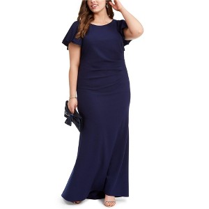 Betsy & Adam Womens Solid Scuba Dress, Blue, 16W - 1 of 1