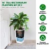 16" Tall Planters Set of 4, Outdoor＆Indoor Black Planter Pots, High Front Porch Planter Pots with Drainage Holes＆Water Level Monitor＆Inner Bucket - 2 of 4