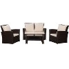 Nertpow 4-Piece Outdoor PE Rattan Wicker Patio Furniture Set with Brown Cushions - 4 of 4