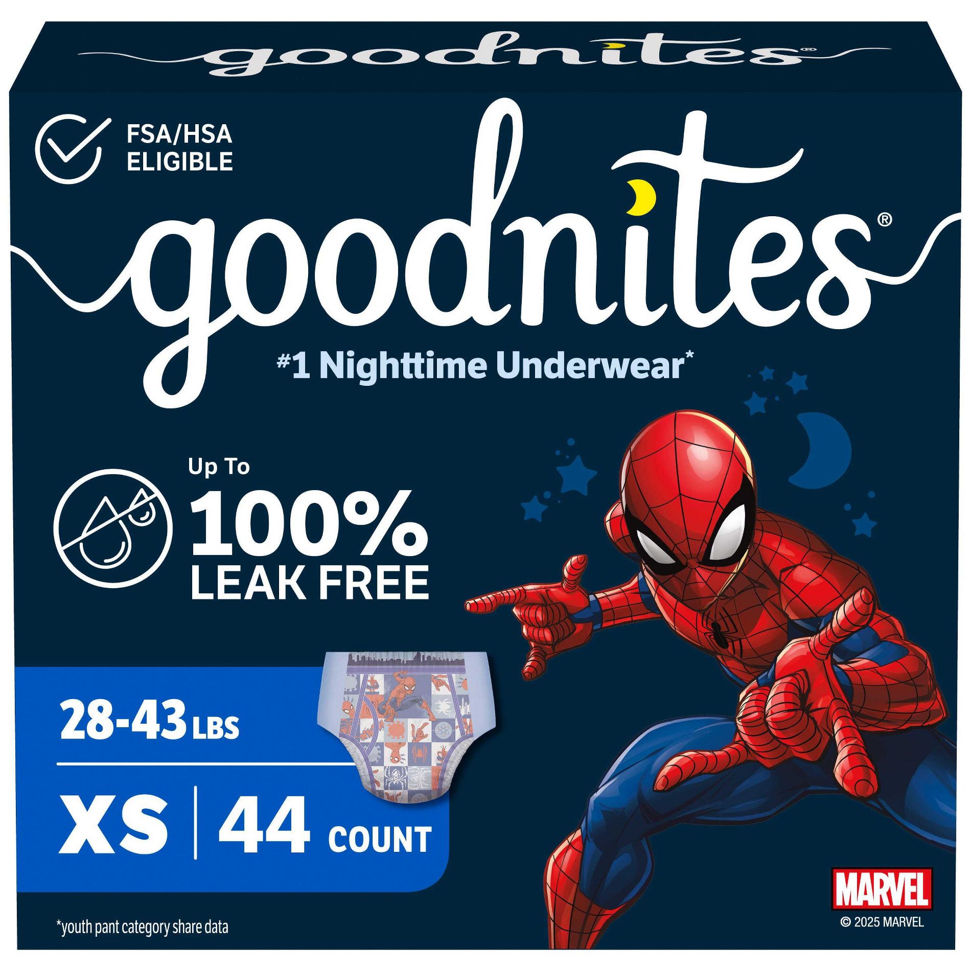 Goodnites Boys' Nighttime Bedwetting Disposable Underwear - Size XS - 44ct: Hypoallergenic, Paraben-Free, Sulfate-Free, Non-Toxic