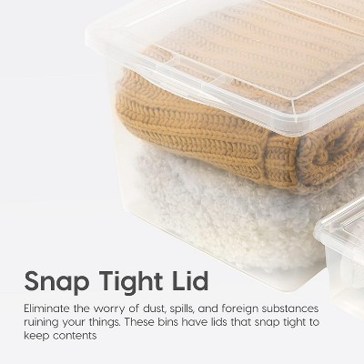 IRIS USA 6 Qt Stackable Plastic Storage Bins with Lids, Clear, 6Pk